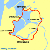 kaartje van het zuiderzeepad, Noord-Holland